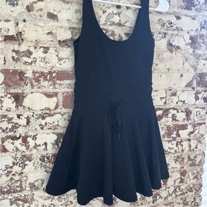 POPFLEX Black Mini Dress Fit and Flare Twirl with built in Shorts Sz S Fit Flirt